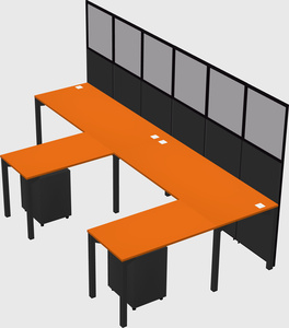 Shared l-shaped cubicle