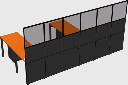 Shared l-shaped cubicle