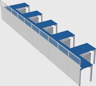 Shared l-shaped cubicle