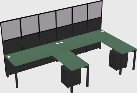 Shared l-shaped cubicle