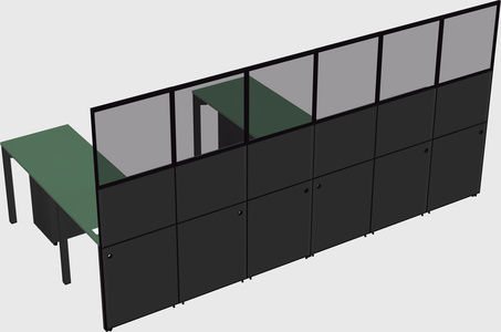 Shared l-shaped cubicle