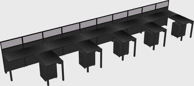 Shared l-shaped cubicle
