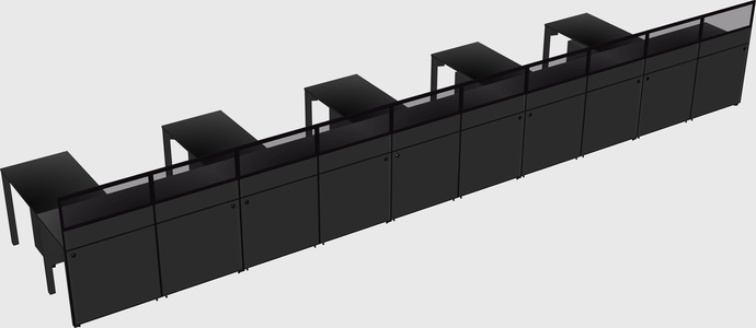 Shared l-shaped cubicle