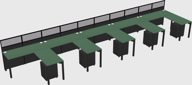 Shared l-shaped cubicle