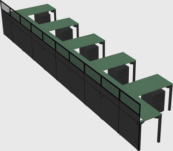 Shared l-shaped cubicle