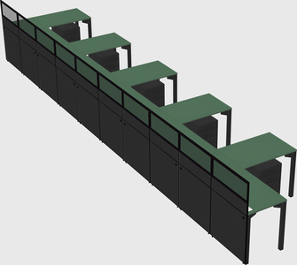 Shared l-shaped cubicle