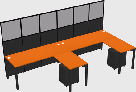 Shared l-shaped cubicle