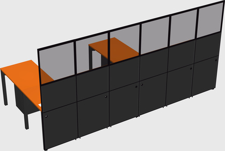 Shared l-shaped cubicle