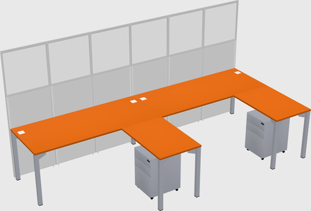 Shared l-shaped cubicle