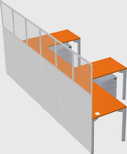 Shared l-shaped cubicle