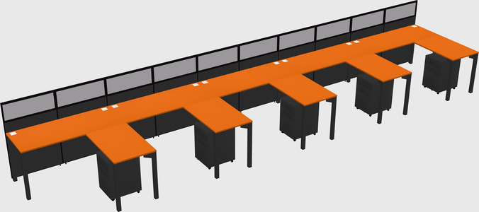 Shared l-shaped cubicle