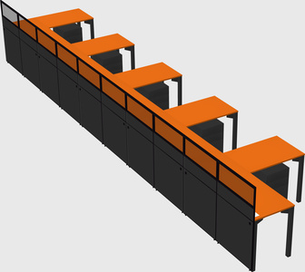 Shared l-shaped cubicle
