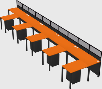 Shared l-shaped cubicle