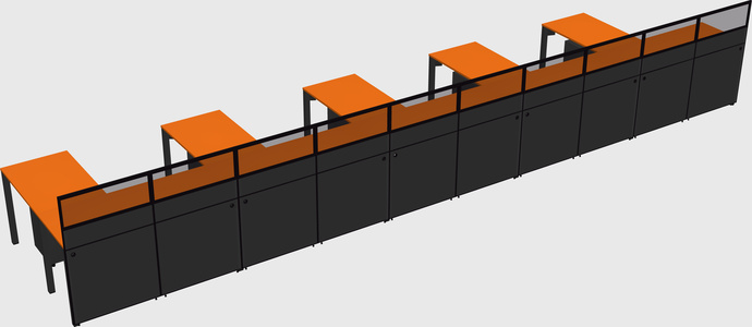 Shared l-shaped cubicle