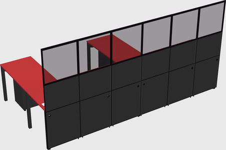 Shared l-shaped cubicle