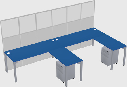 Shared l-shaped cubicle