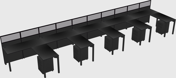Shared l-shaped cubicle