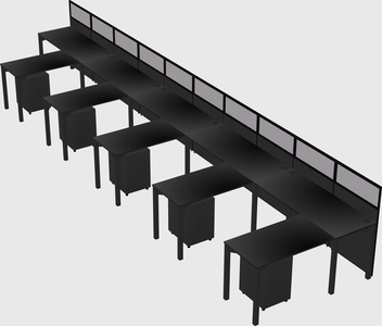 Shared l-shaped cubicle