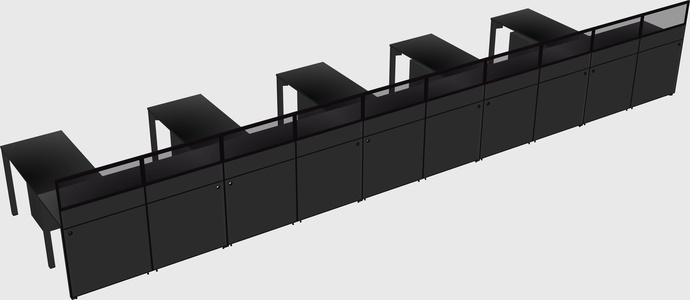 Shared l-shaped cubicle