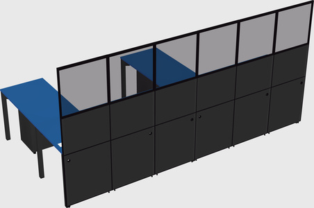 Shared l-shaped cubicle