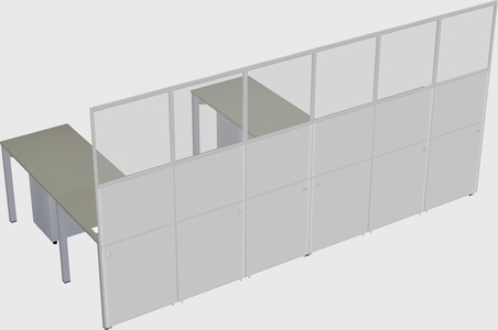 Shared l-shaped cubicle
