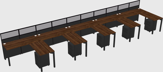 Shared l-shaped cubicle
