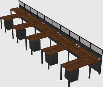 Shared l-shaped cubicle