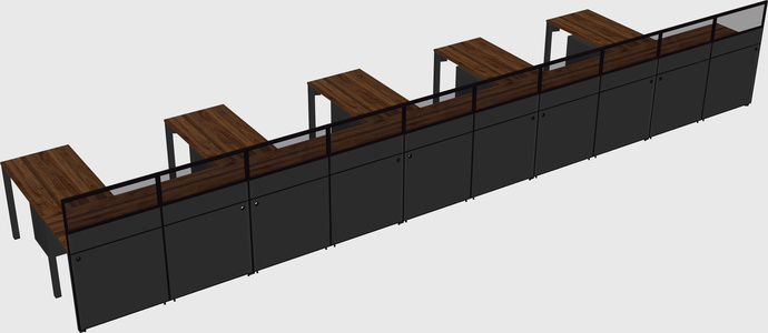 Shared l-shaped cubicle