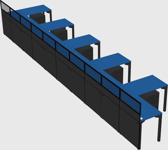 Shared l-shaped cubicle