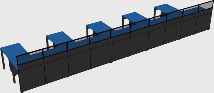 Shared l-shaped cubicle