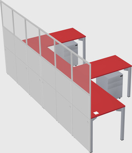 Shared l-shaped cubicle