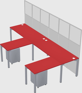 Shared l-shaped cubicle