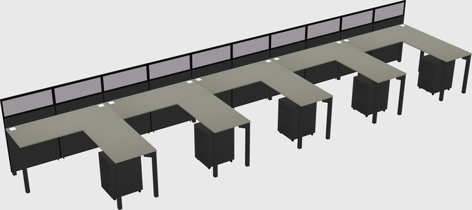 Shared l-shaped cubicle