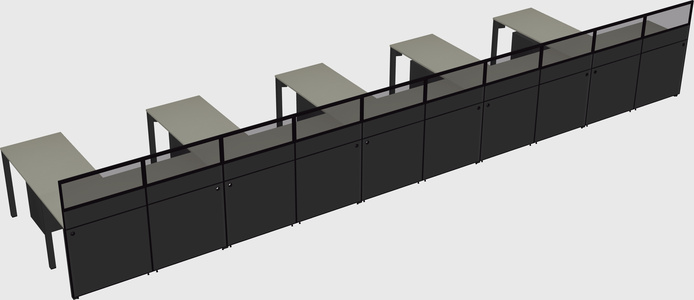 Shared l-shaped cubicle