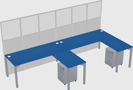 Shared l-shaped cubicle