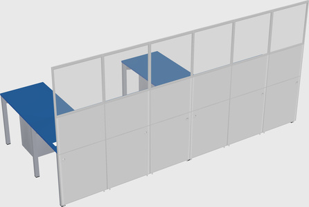 Shared l-shaped cubicle