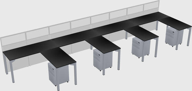 Shared l-shaped cubicle