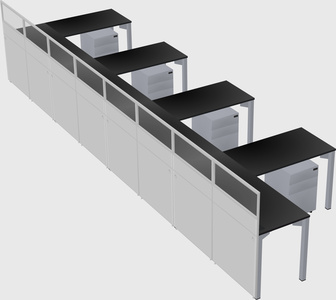 Shared l-shaped cubicle