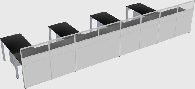 Shared l-shaped cubicle