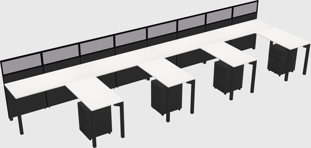 Shared l-shaped cubicle