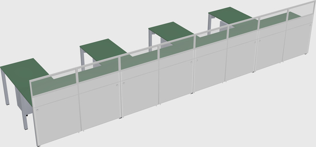 Shared l-shaped cubicle