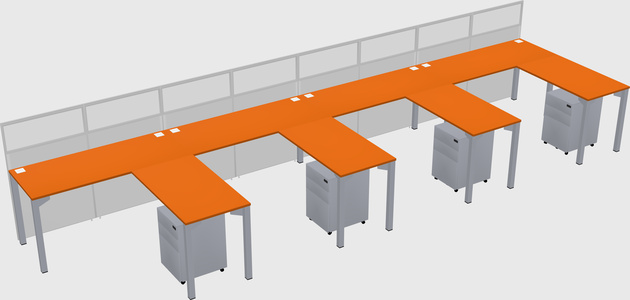 Shared l-shaped cubicle