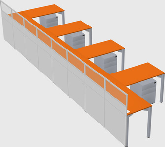 Shared l-shaped cubicle