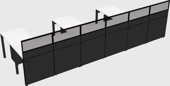 Shared l-shaped cubicle