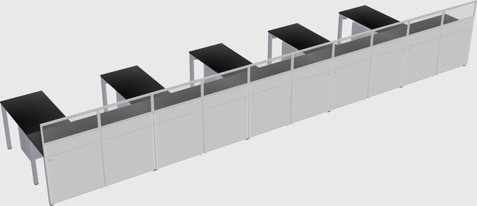 Shared l-shaped cubicle