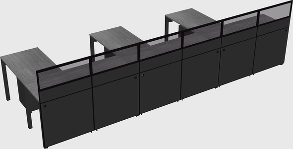 Shared l-shaped cubicle