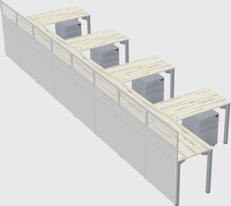 Shared l-shaped cubicle