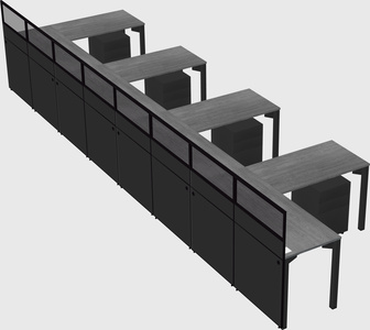 Shared l-shaped cubicle