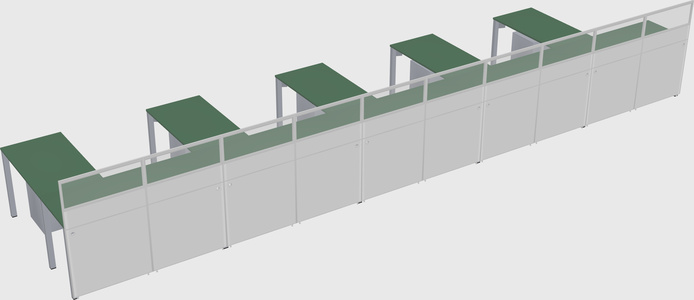 Shared l-shaped cubicle