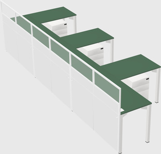 Shared l-shaped cubicle